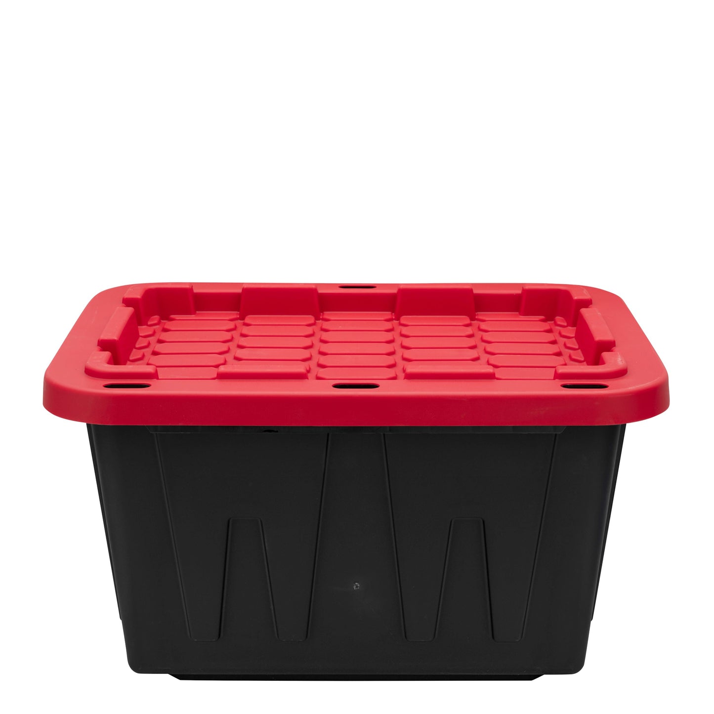 (Pack of 4) Hyper Tough 12 Gallon Small Storage Bin with Snap Lid, Black and Red, Heavy Duty Plastic Storage Container
