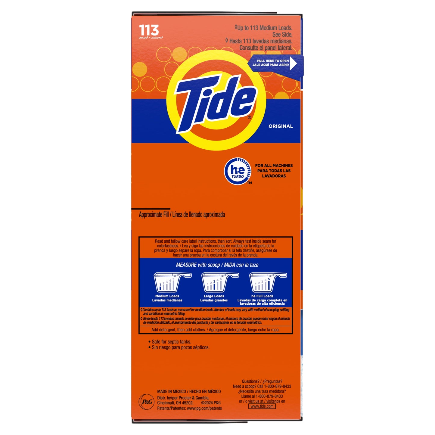 Tide Powder Laundry Detergent, Original Scent, 129 oz, 113 Loads