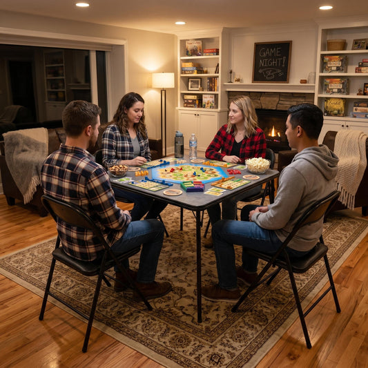 Homy Casa 34" Folding Card Table, Square Portable Game Night Dining Table for Camping, Black