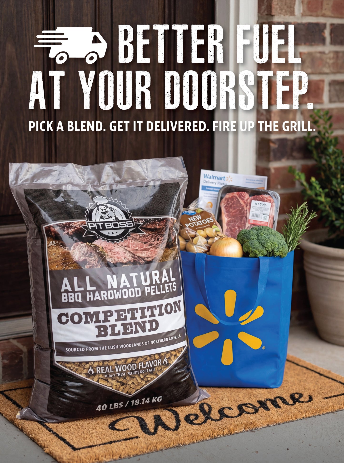 Pit Boss 100% All-Natural Hardwood Competition Blend BBQ Grilling Pellets, 40 Pound Bag