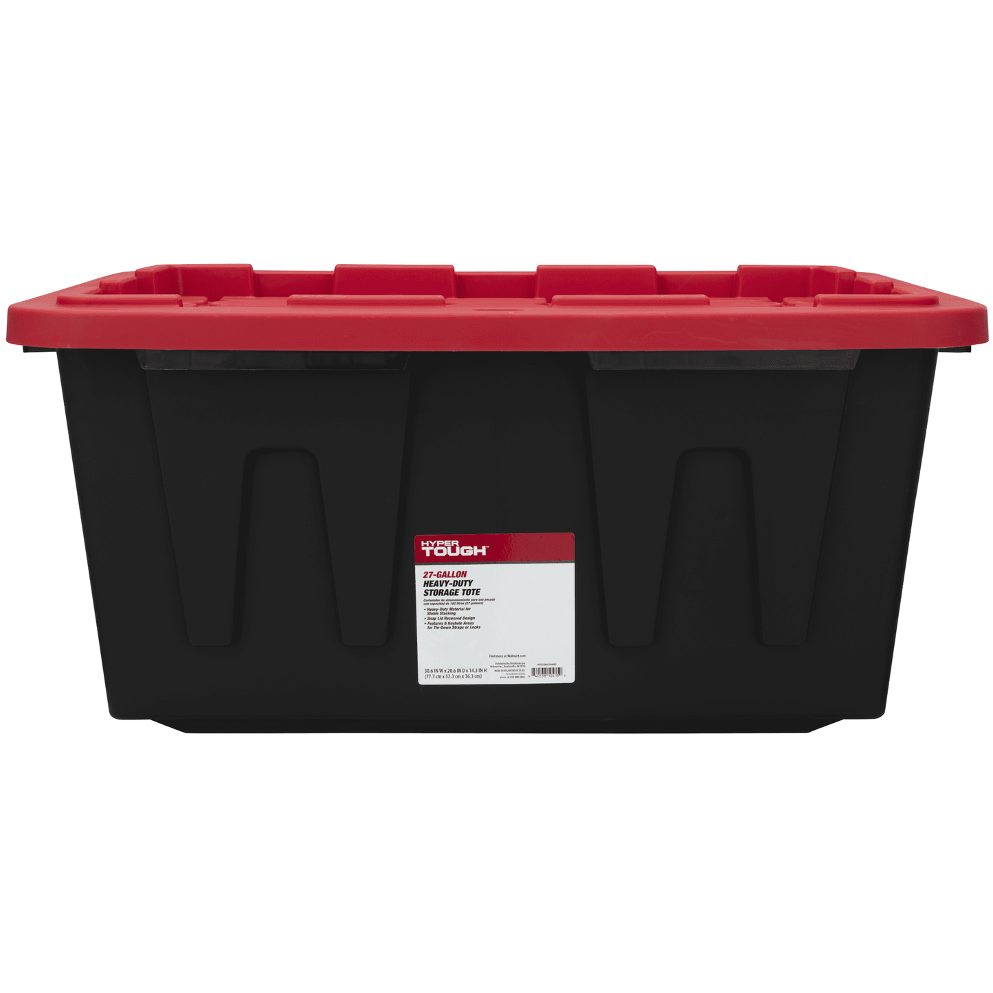 (Pack of 4) Hyper Tough 27 Gallon Large Storage Bin with Snap Lid, Black and Red, Heavy Duty Plastic Storage Container