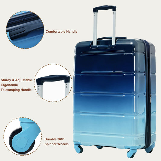 Euroco Luggage Sets 3 Piece, 20 Inch Carry On Luggage with TSA Lock & Spinner Wheels, ABS+PC Hardshell Lightweight Suitcase Set with Travel Bag for Men Women,Airline Approved,Navy