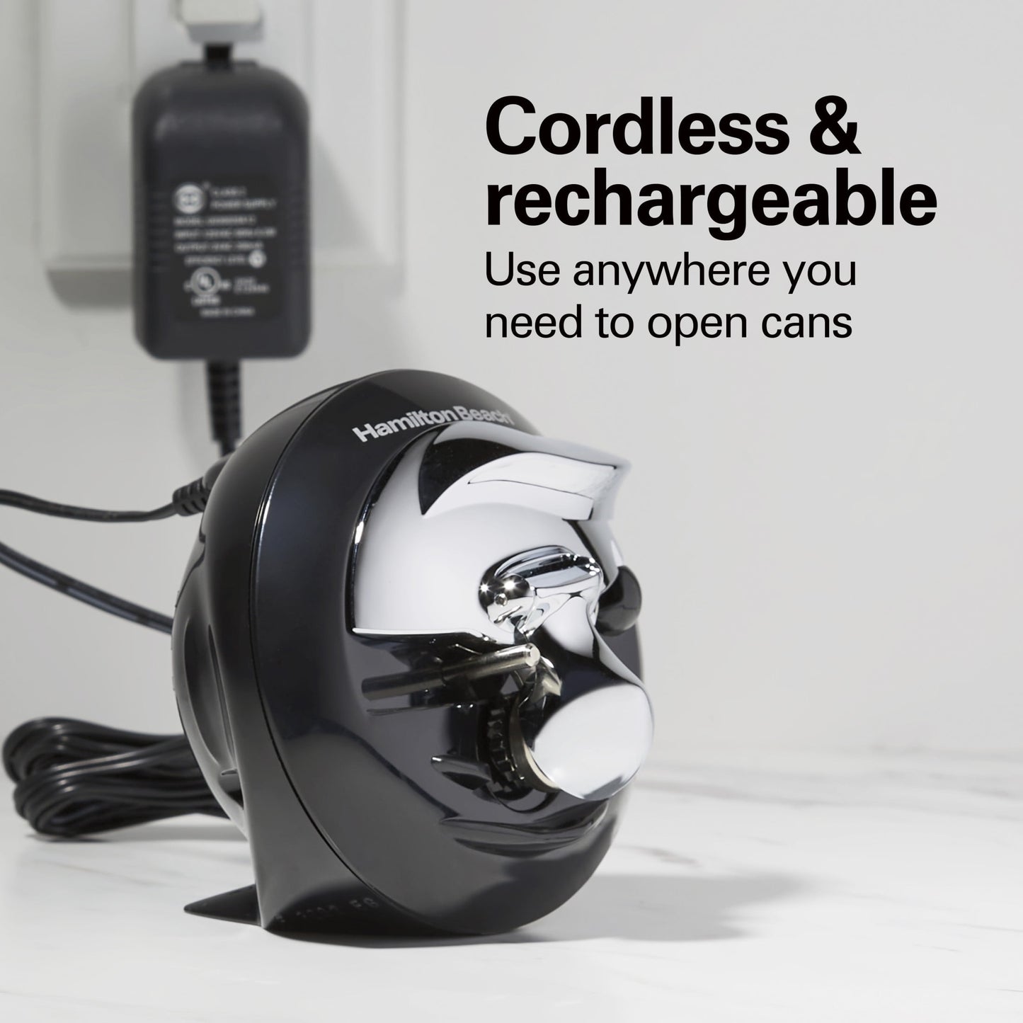Hamilton Beach Walk 'n Cut Automatic Electric Can Opener, Cordless & Rechargeable, Black