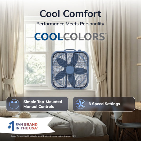 Lasko Cool Colors 20" 3-Speed Weather-Resistant Motor Box Fan B20312