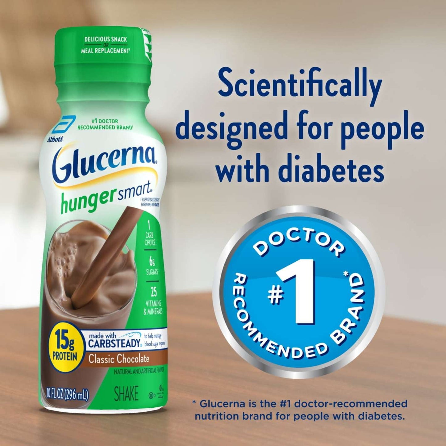 Glucerna Hunger Smart Diabetes Care Shake, Classic Chocolate, 10 Fl Oz, 12 Pack
