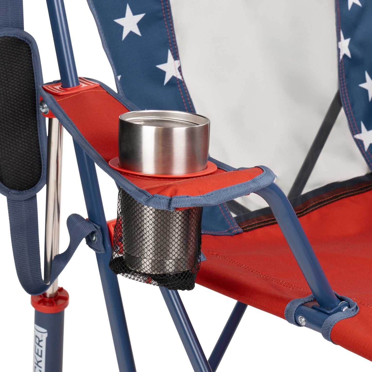GCI Outdoor Comfort Pro Rocker Foldable Rocking Camp Chair with Mesh Backrest, Americana