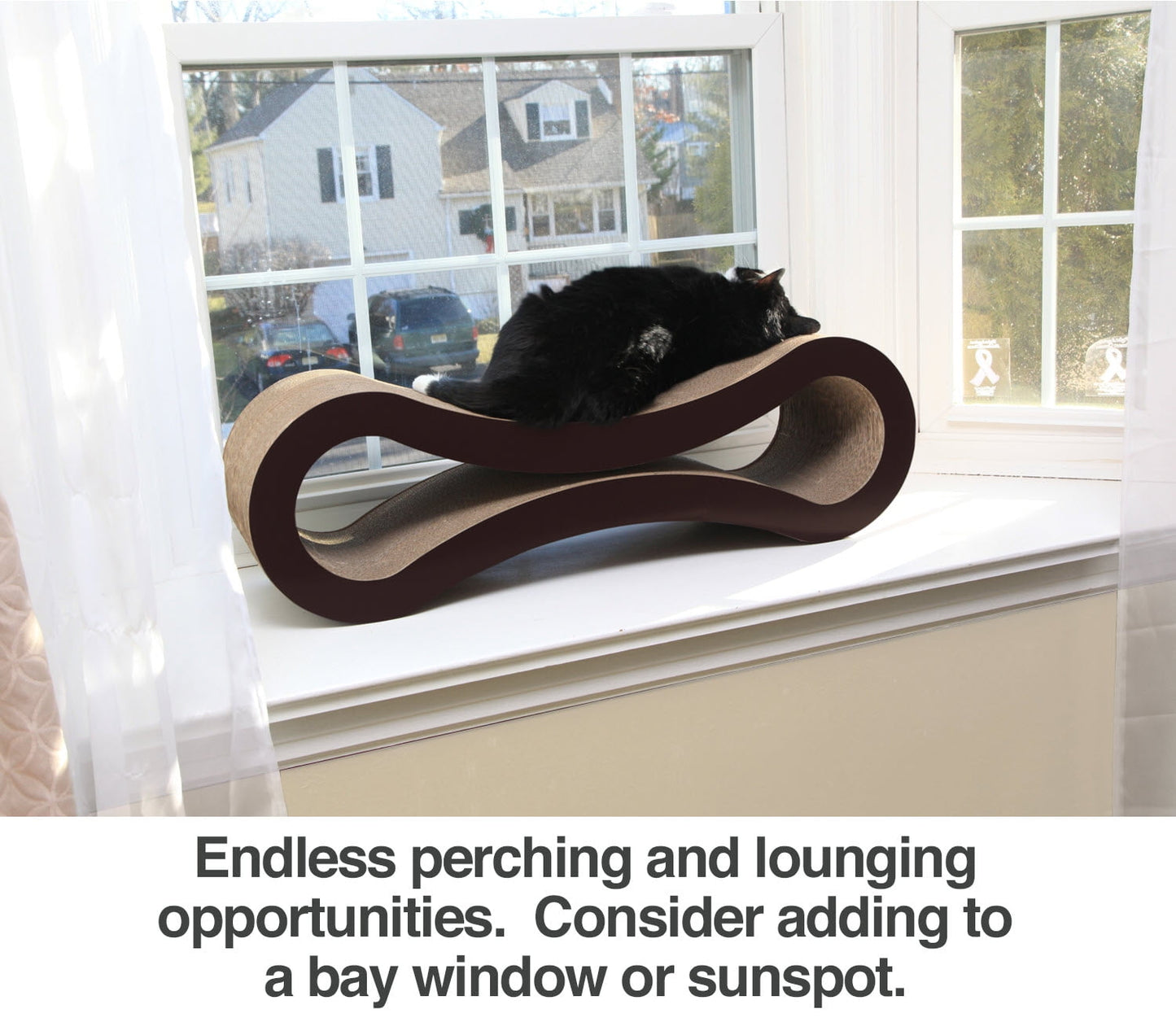 PetFusion Ultimate Reversible Infinity Cat Scratcher Lounge & Bed, Durable & Long Lasting, Brown