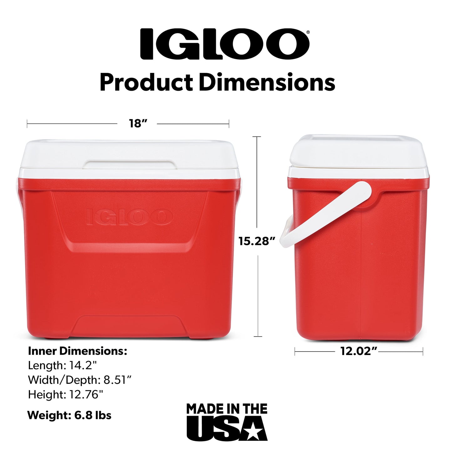 Igloo 28 QT Laguna Hard-Sided Ice Chest Cooler, Red