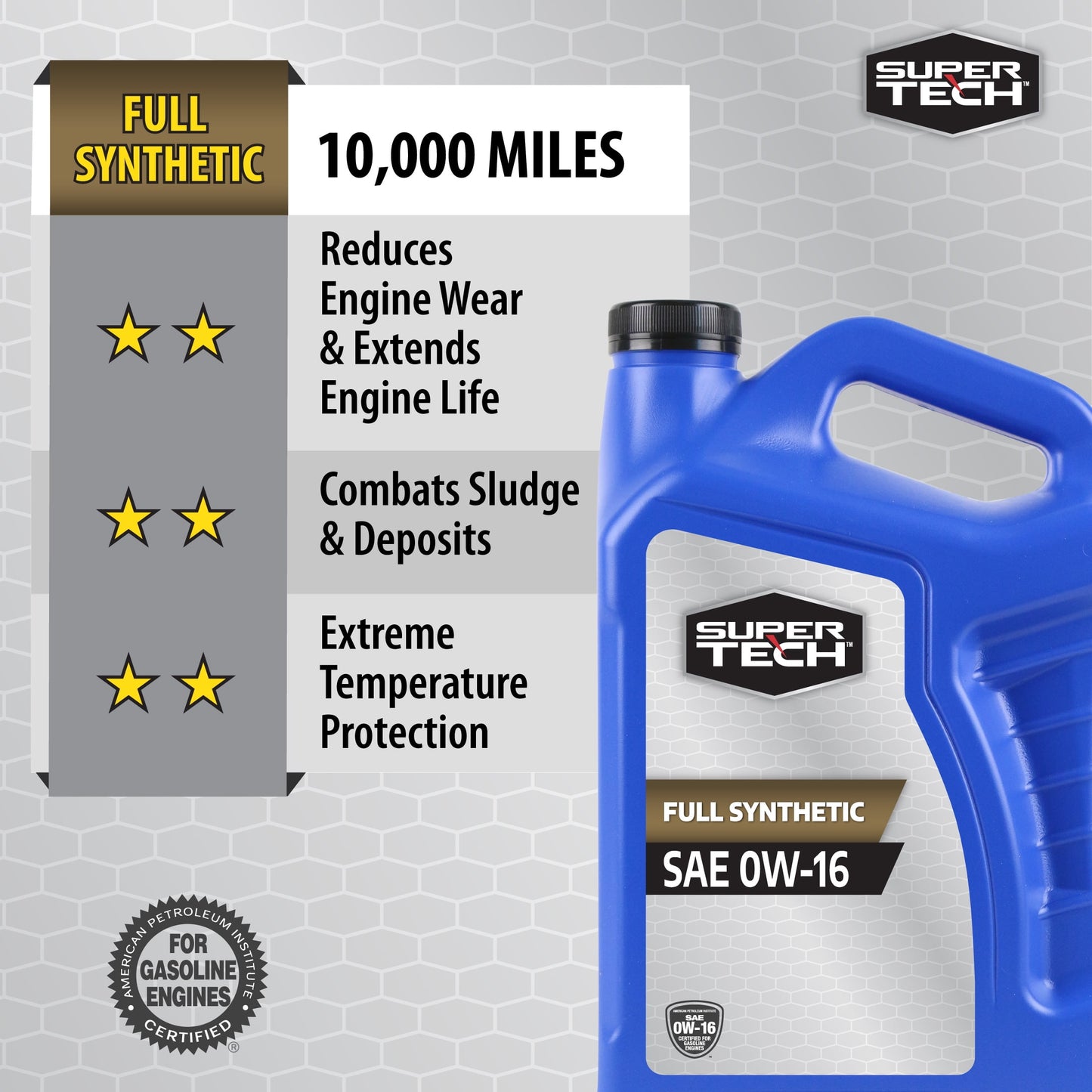 (2 pack) Super Tech Full Synthetic SAE 0W-16 Motor Oil 5 Quarts