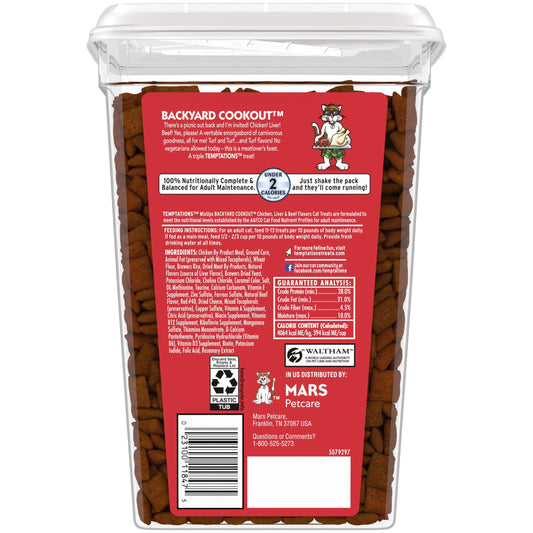 Temptations Mixups Backyard Cookout Flavor Crunchy and Soft Cat Treats, 30 oz Tub