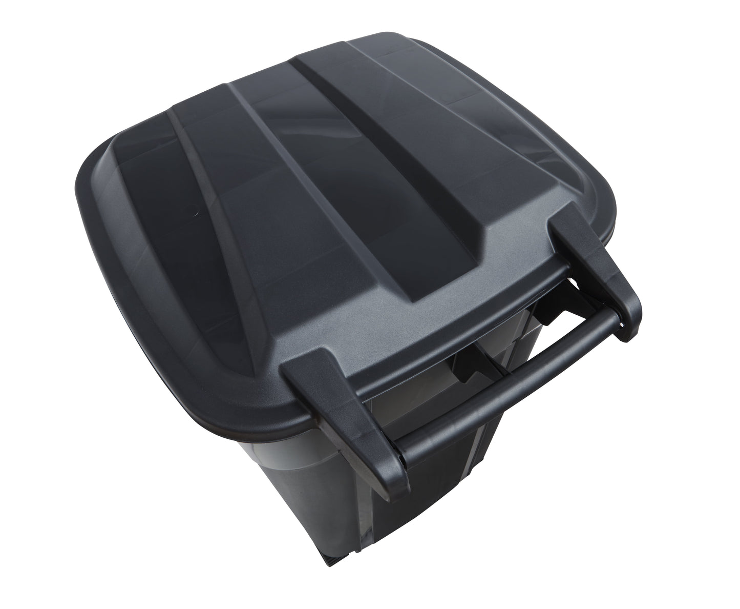 Hyper Tough 32 Gallon Wheeled Heavy Duty Plastic Garbage Can, Attached Lid, Black