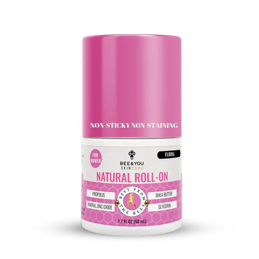 Bee and You Deodorant for Women, Roll On, Propolis, Shea Butter, Mineral Zinc, Floral Fresh Scent, Light, Fresh Cooling