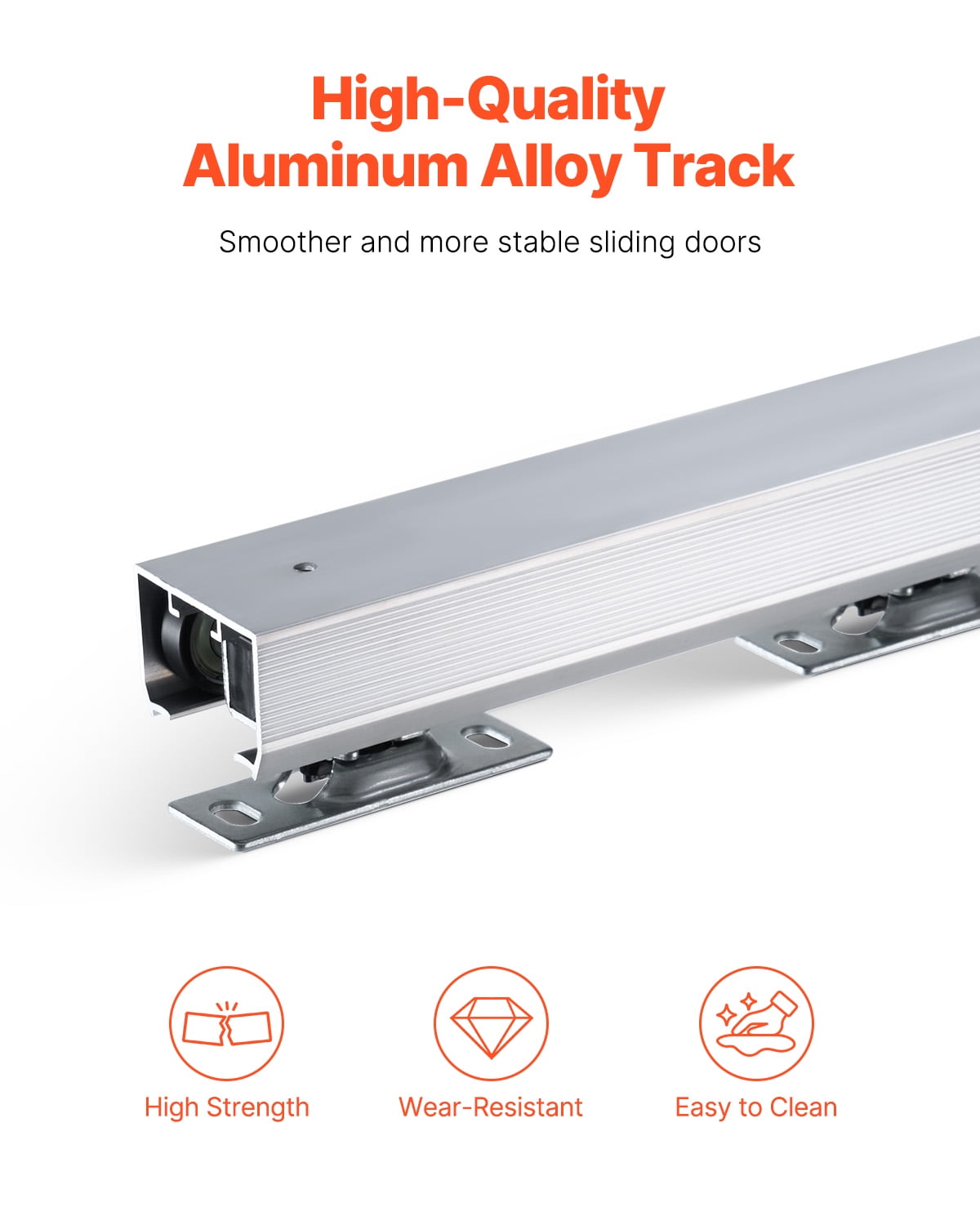 KFFKFF Sliding Pocket Door Hardware Track Kit, 5.73 ft Durable Pocket Door System, Commercial-Grade Hardware and Track Set for 24"-36" Wide Single Doors, Smooth Operation and Simple Installation
