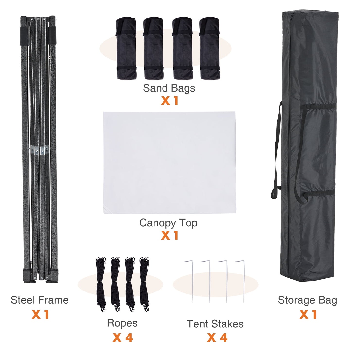 GIANNA 10x10 FT Pop Up Canopy Tent with Slant Legs and Carrying Bag, Easy Setup Outdoor Shelter for Patio, Garden, Beach, White