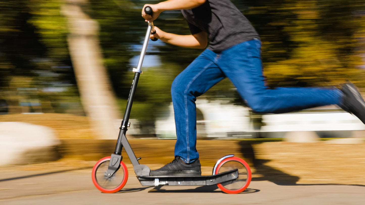 Razor Carbon Lux Kick Scooter - Red/Black, Spoked Large Wheels, Folding Scooter for Up to 220 lbs