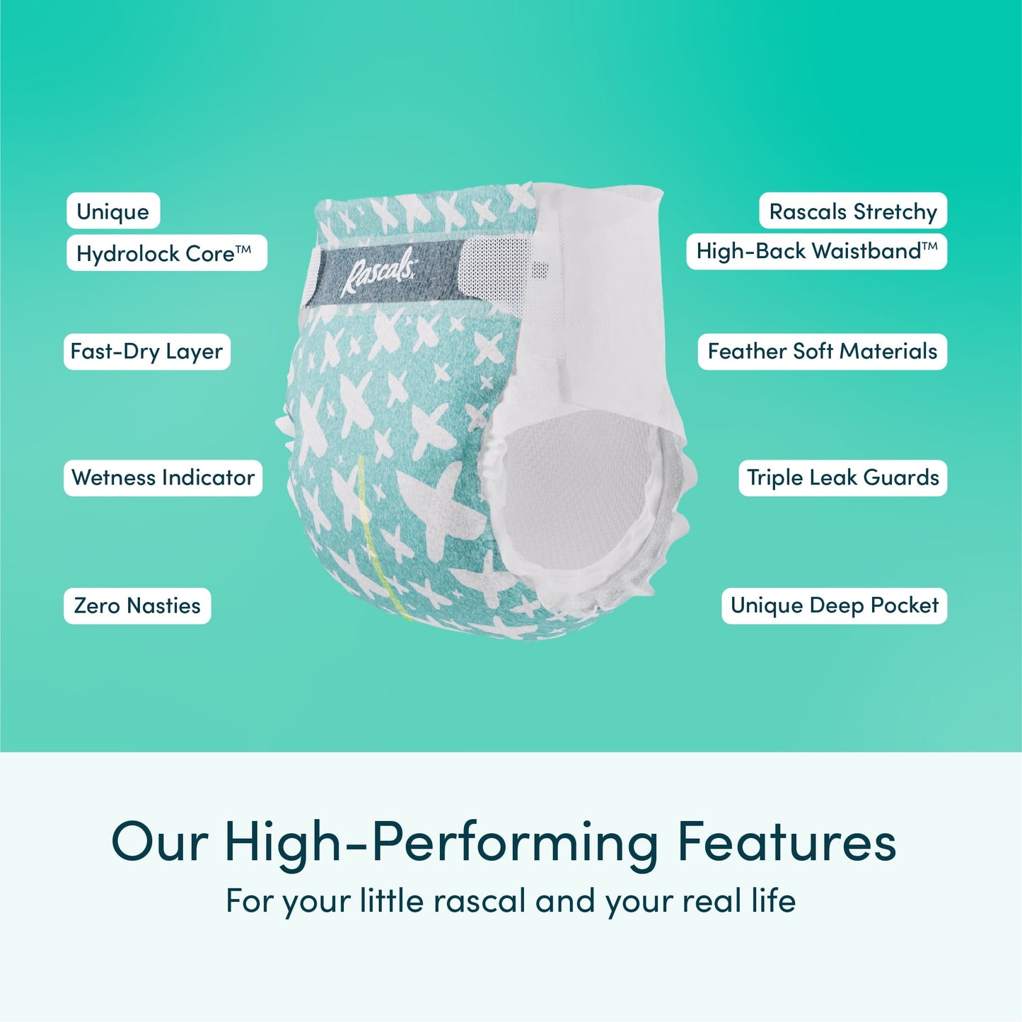 Rascals Premium Absorbent Baby Diapers Size 5, 136 Count