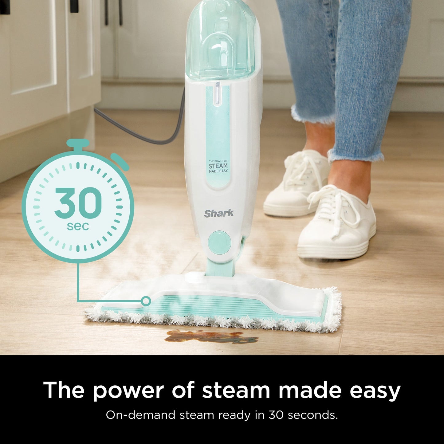 Shark Steam Mop, Corded, Chemical-Free Sanitization, XL Removable Water Tank, Lightweight & Compact, S1000WM