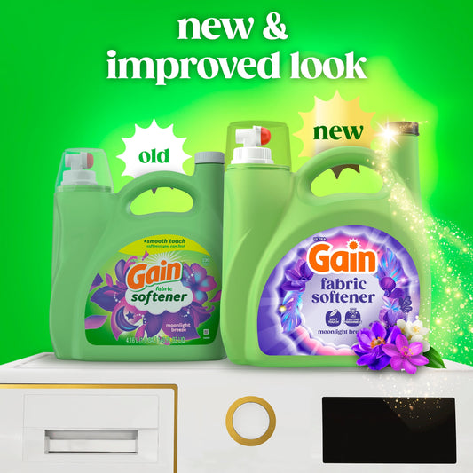 Gain Liquid Laundry Fabric Softener and Conditioner, Moonlight Breeze Scent, 140 fl oz, 190 Loads