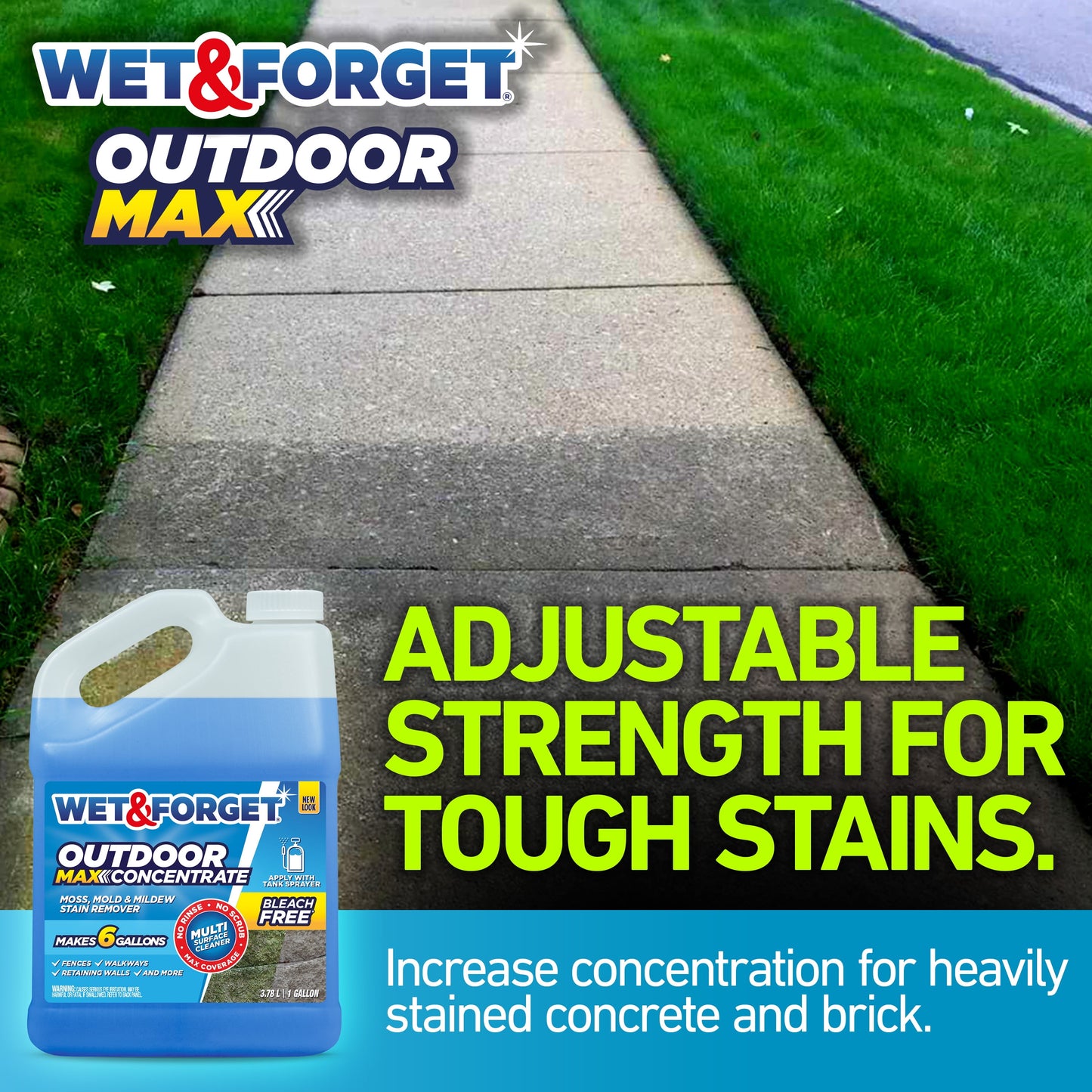 Wet & Forget Outdoor MAX Moss, Mold, Mildew, and Algae Stain Remover Concentrate, 128 oz