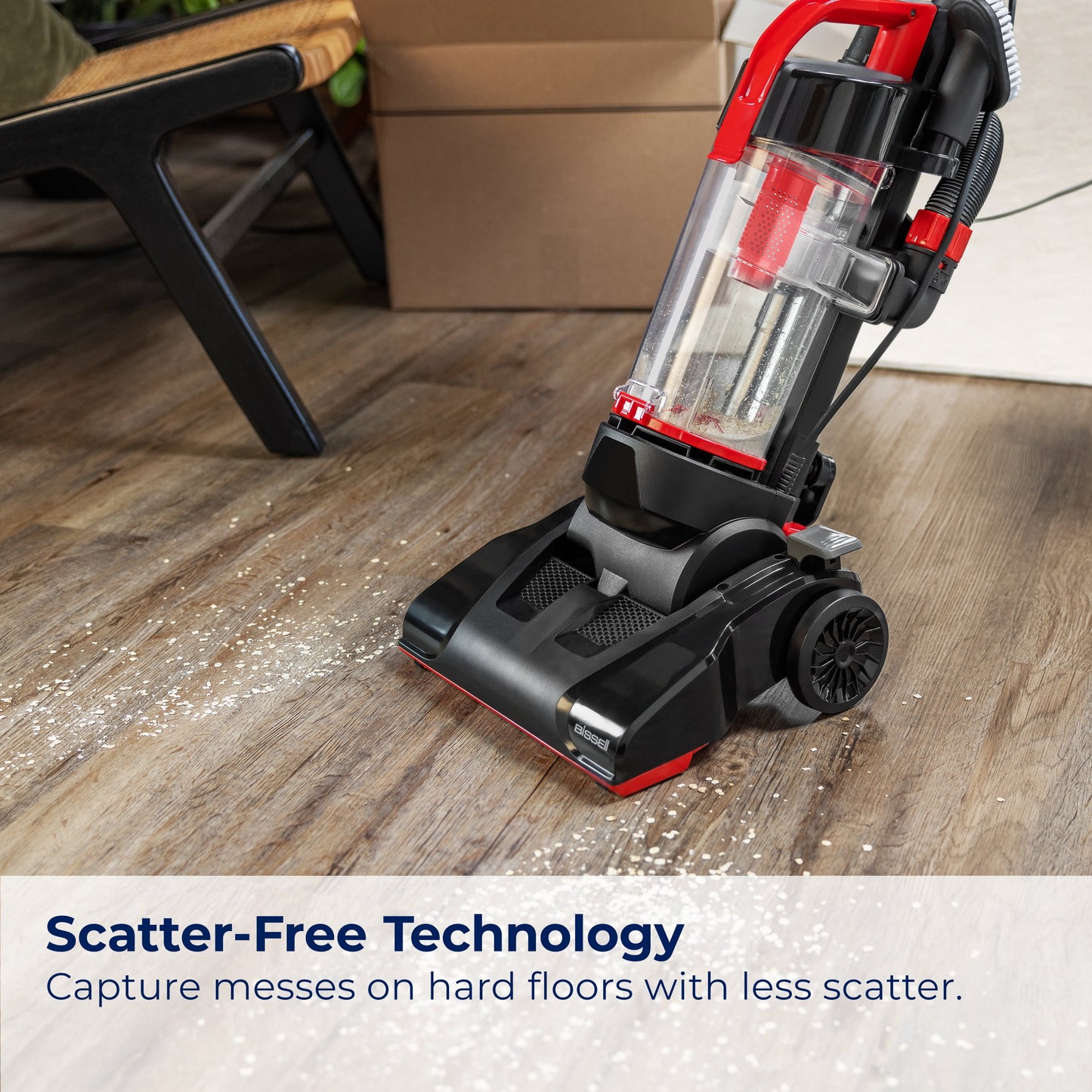 BISSELL CleanView Compact Bagless Upright Vacuum with Scatter-Free Technology, Powerful Suction, Extended Reach, Model 3508T, Red