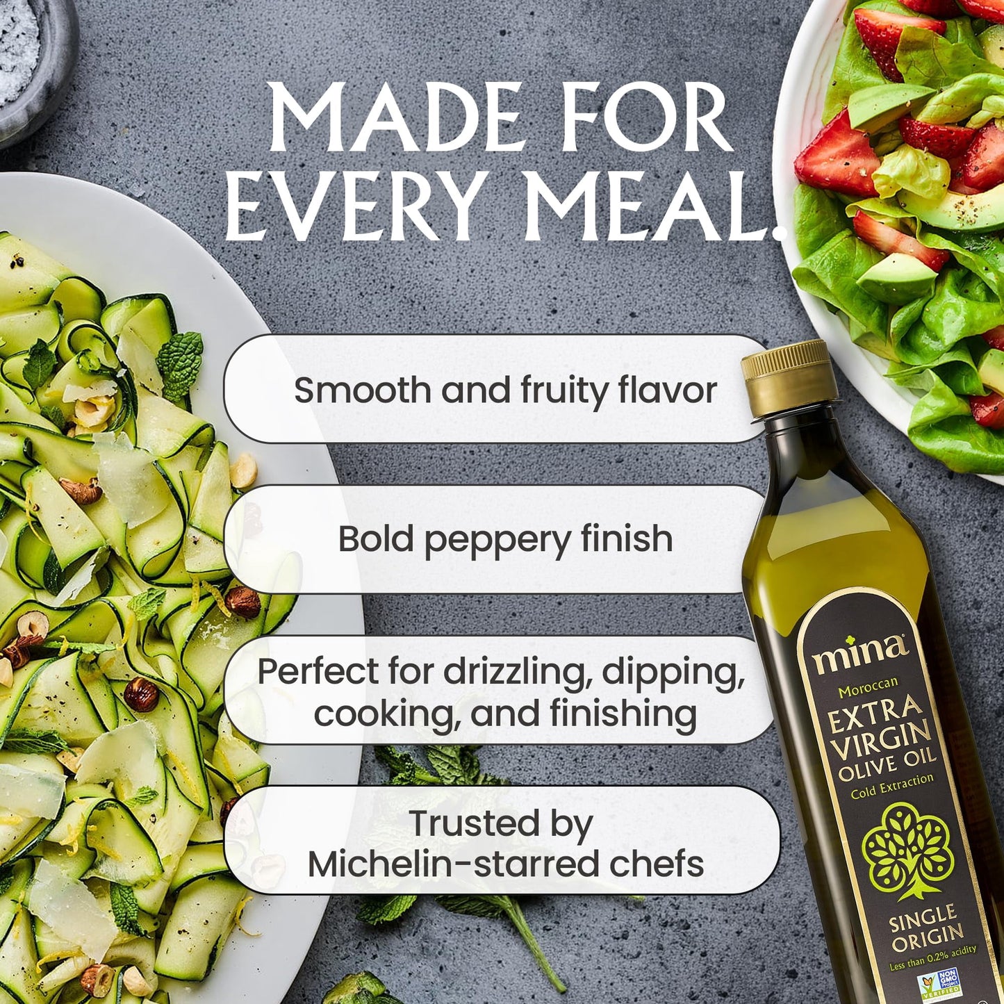 Mina Moroccan Olive Oil Extra Virgin 16.9 Fl Oz (Pack of 6), High Polyphenol Olive Oil, Single Origin Olive Oil 500 ml Each