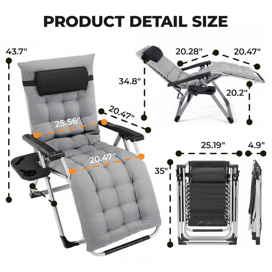 Alvantor Zero Gravity Chair with 440lbs Capacity, Foldable Outdoor Lounge, Black/Blue/Brown