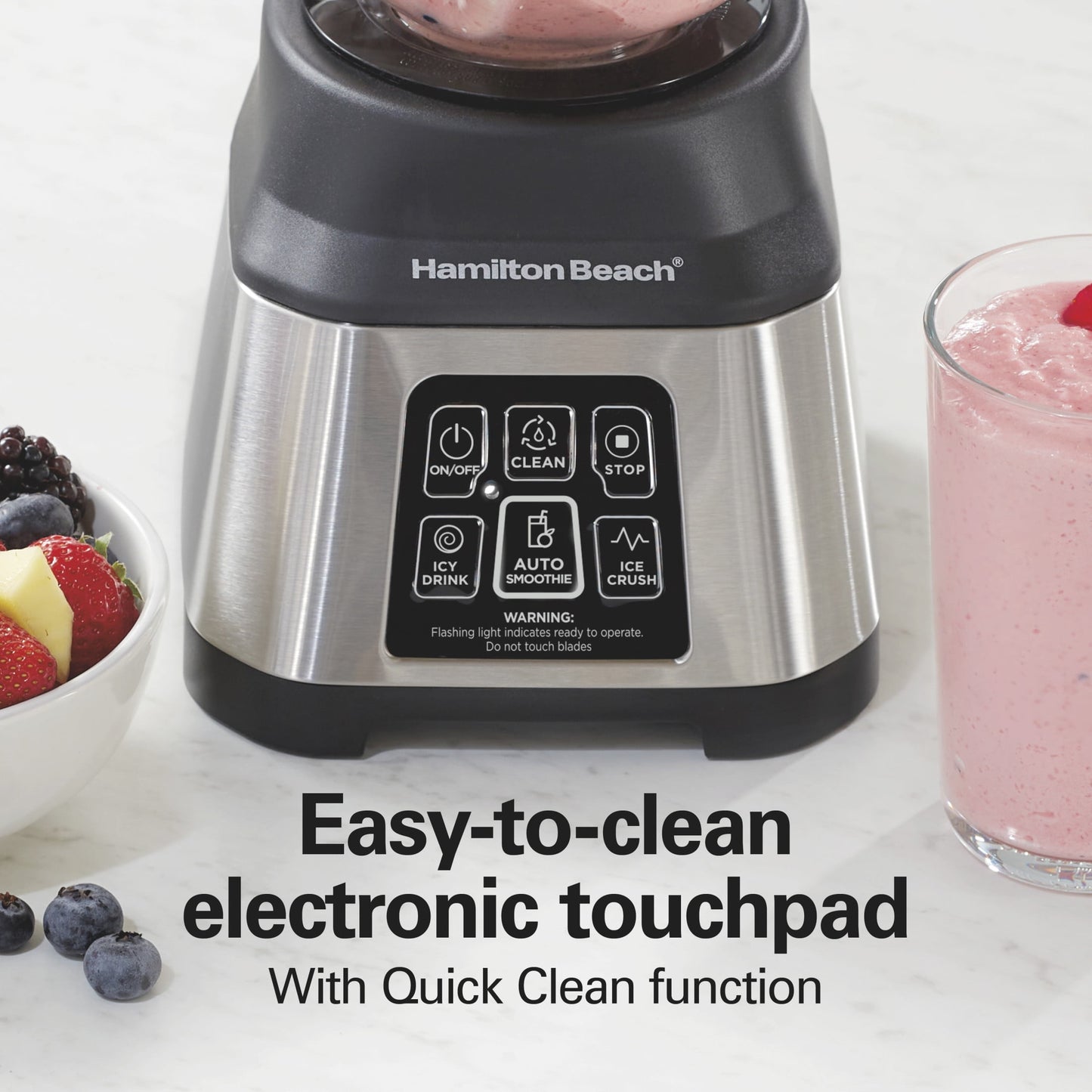 Hamilton Beach Smoothie Smart Blender, 48 oz Glass Jar 850 W Countertop Blender for Kitchen, Stainless Steel