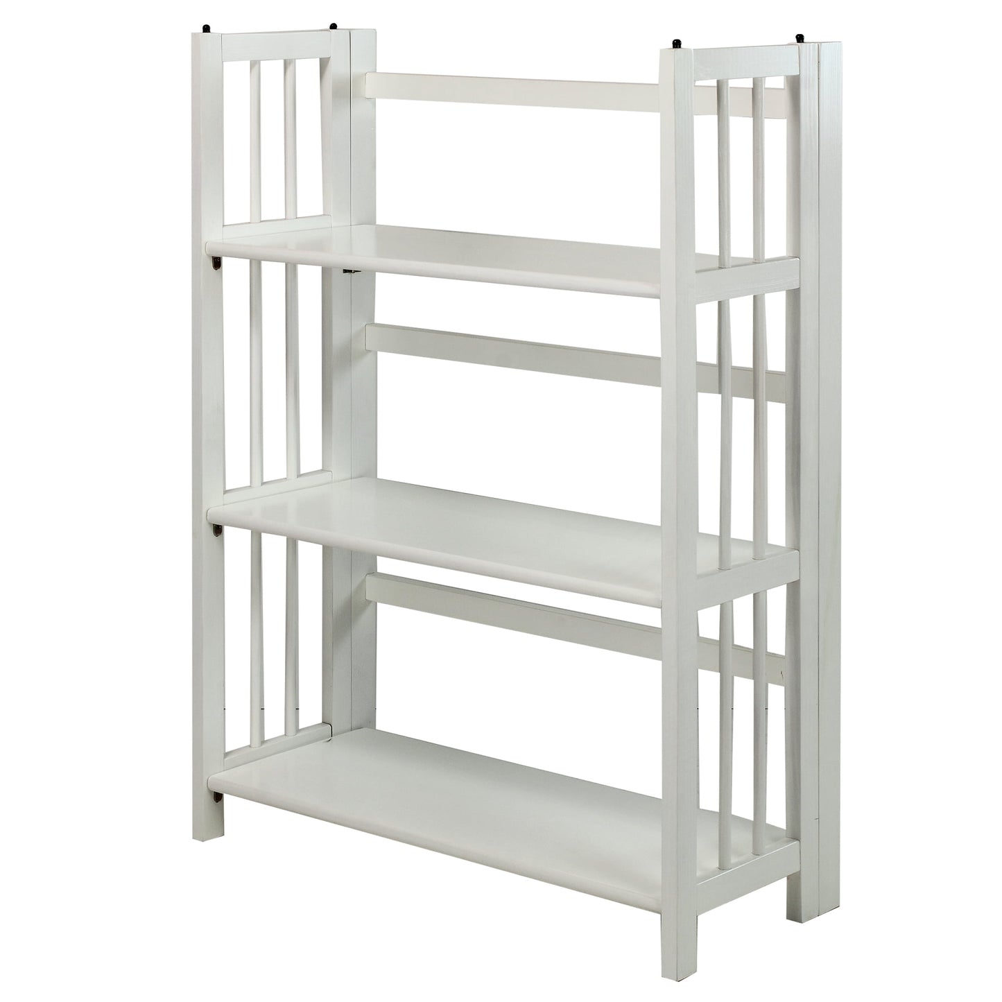 3-Shelf Folding Stackable Bookcase 27.5" Wide-White