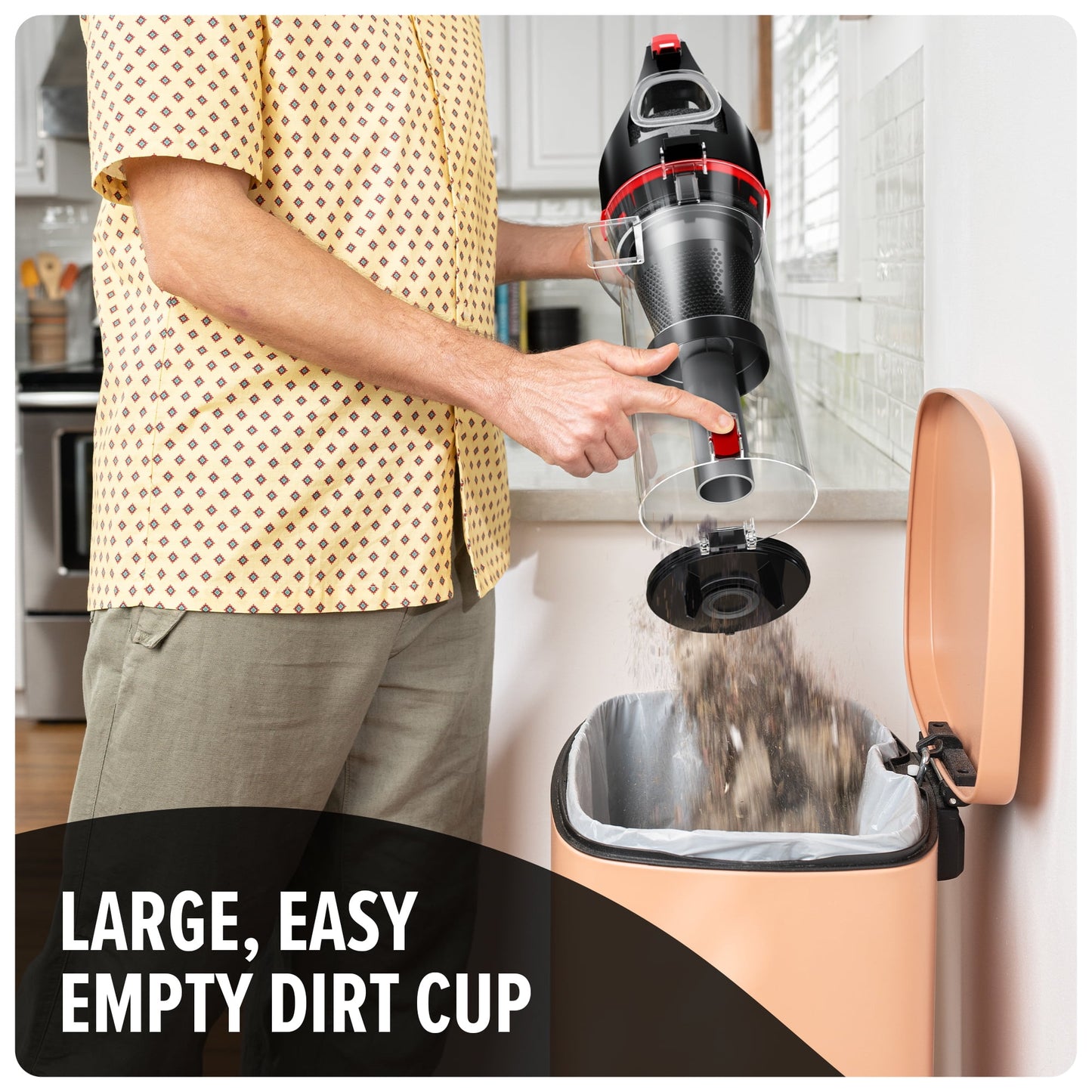 Dirt Devil Bagless Upright Vacuum Cleaner, Multi-Surface Extended Reach+, Pet Friendly, Above Floor Cleaning, Upholstery Tool, UD76330V, Black