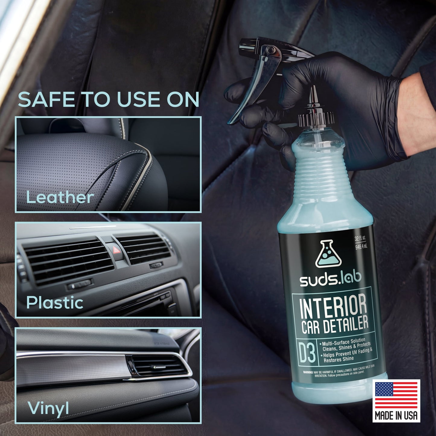(2 pack) Suds Lab D3 Interior Car Detailer, 32 fl oz. Bottle