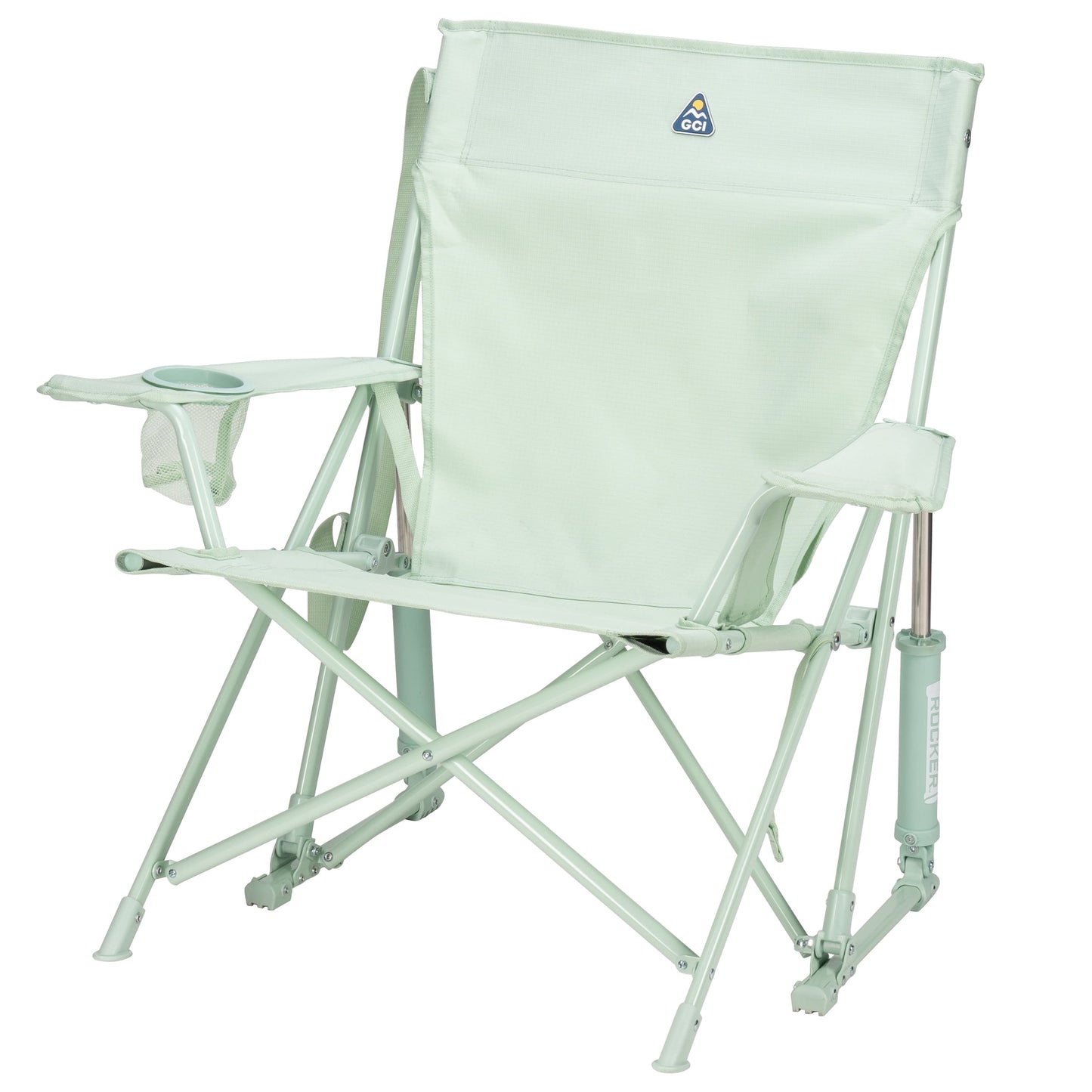 GCI Outdoor Kickback Rocker Low Profile Rocking Camp Chair, Pastel Green
