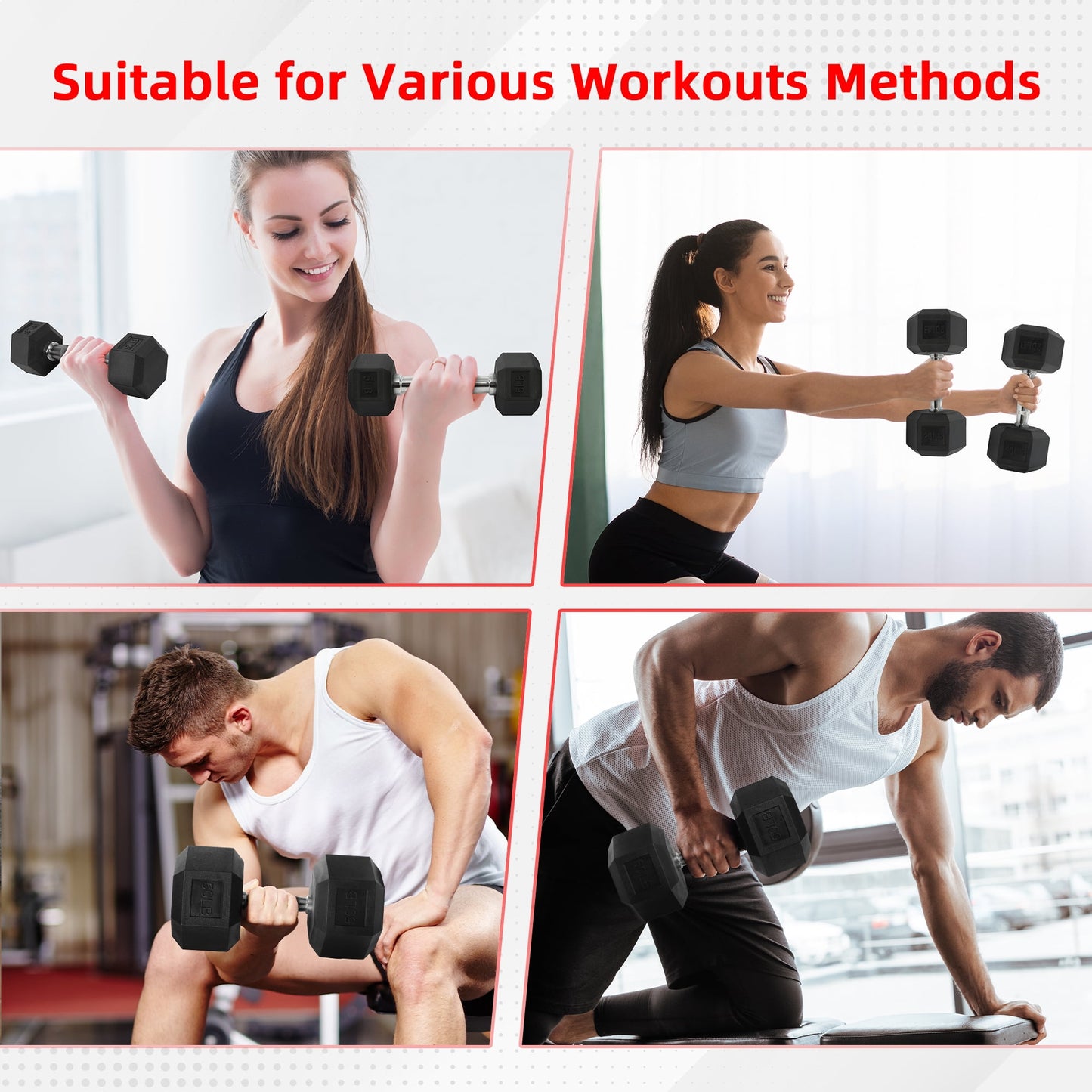 BalanceFrom Rubber Encased Hex Dumbbells, 35 lbs Pair, Black