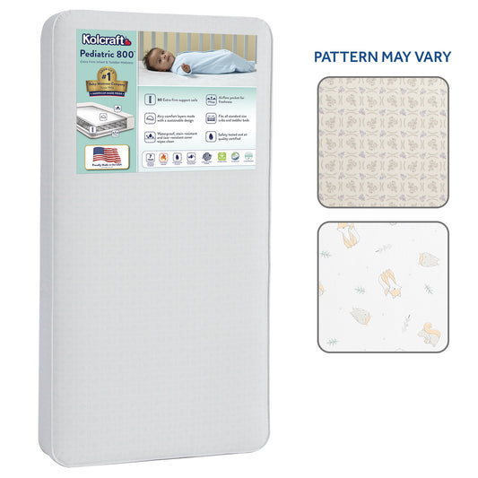 Kolcraft Pediatric 800 Extra Firm Baby Crib & Toddler Mattress, 80 Coil, Waterproof, Ecru