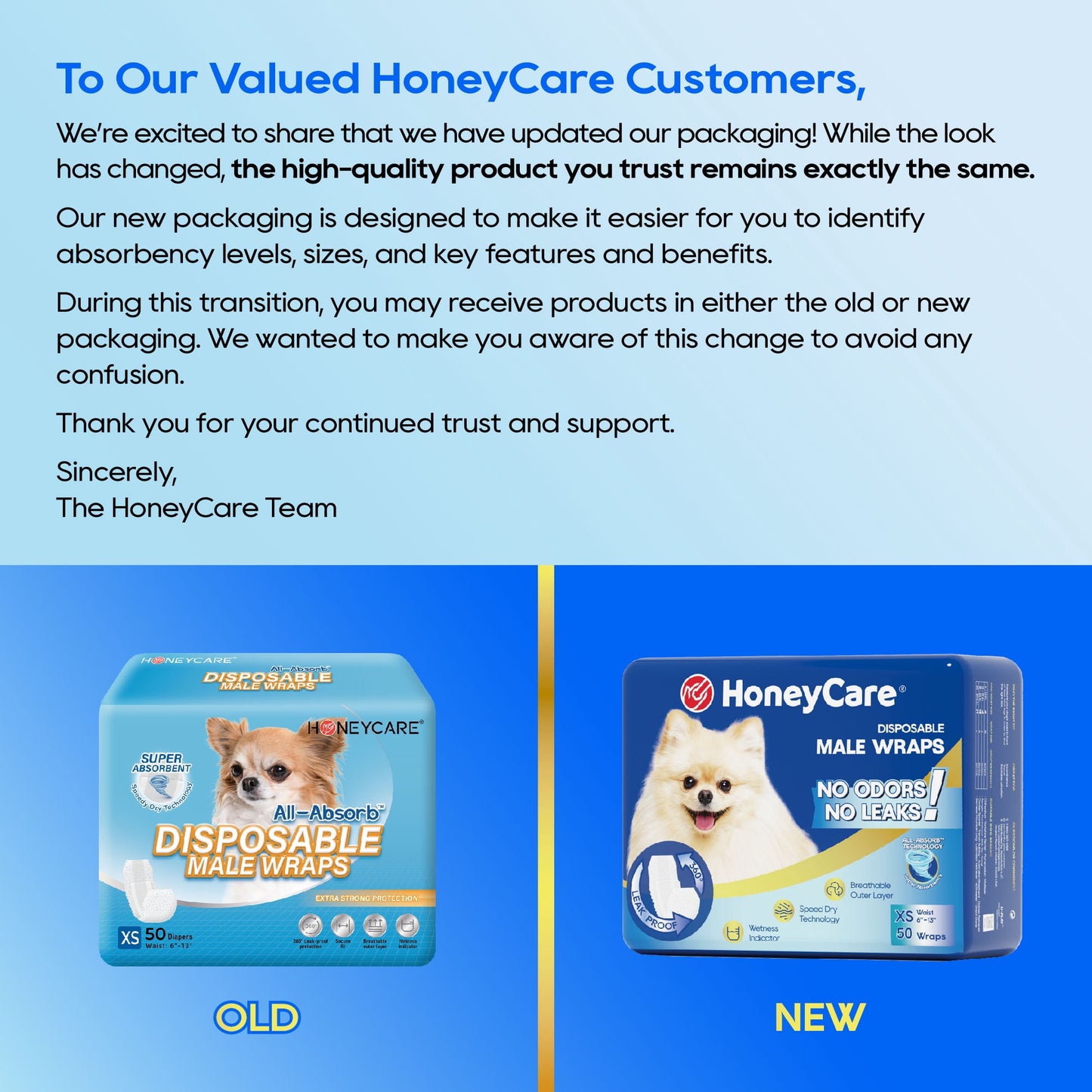 Honey Care All-Absorb A27 Disposable Male Dog Wrap,50 Count,Extra Small,Super Absorbent,Breathable