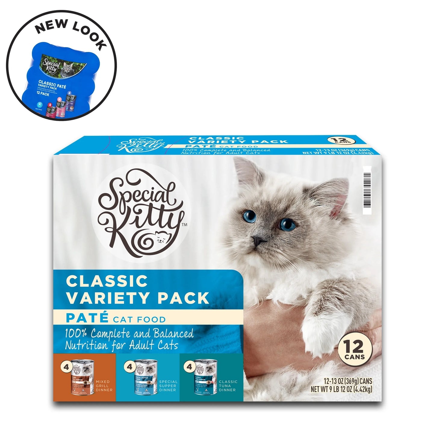 (4 pack) Special Kitty Classic Variety Pack Pate Cat Food, 13 oz Cans, 12 Pack