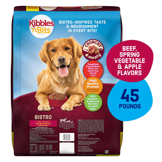 Kibbles 'n Bits Bistro Oven Roasted Beef, Vegetable & Apple Flavors Dry Dog Food, 45 lb. Bag