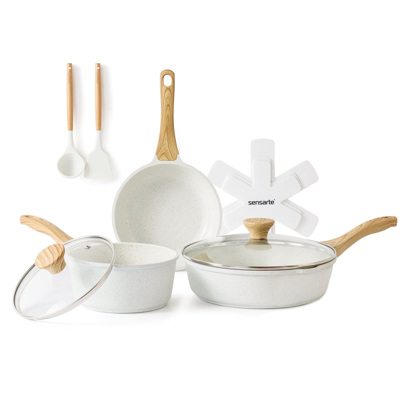 Tramontina 9-Piece Ceramic Cookware Set, Champagne