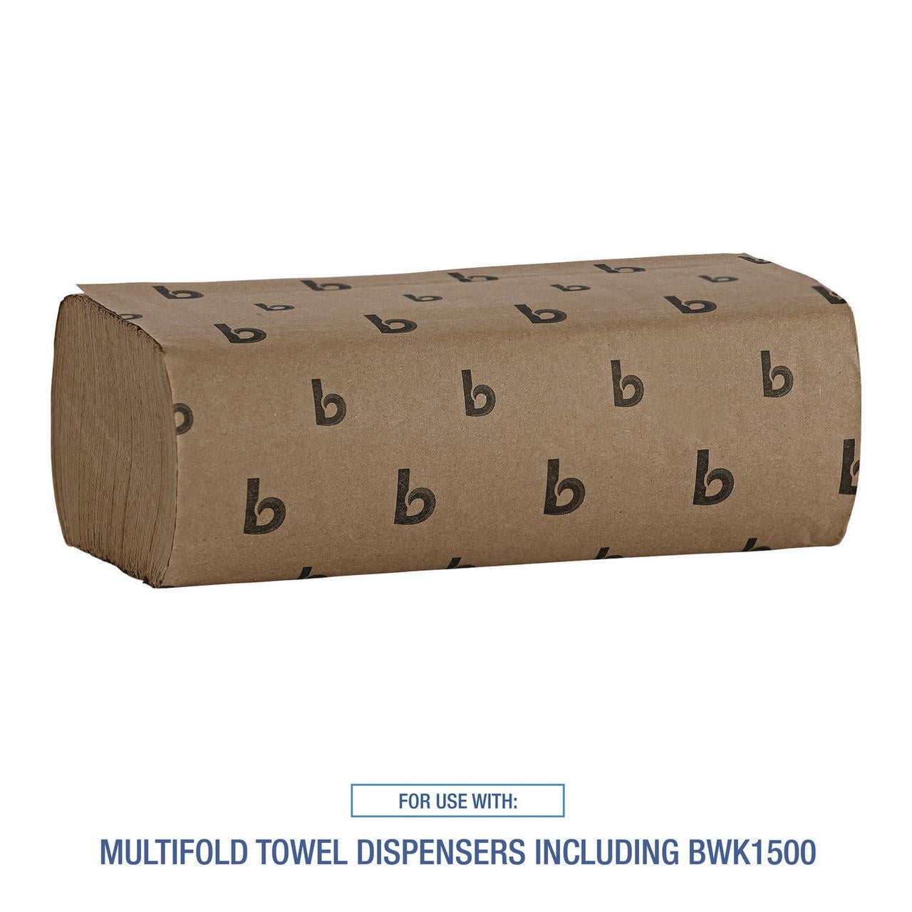 Boardwalk Multifold Commercial Paper Towels, Natural, 250 Towels/Pack, 16 Packs/Carton, 9 x 9.45 inches