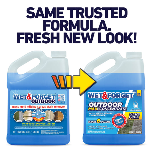 Wet & Forget Outdoor MAX Moss, Mold, Mildew, and Algae Stain Remover Concentrate, 128 oz