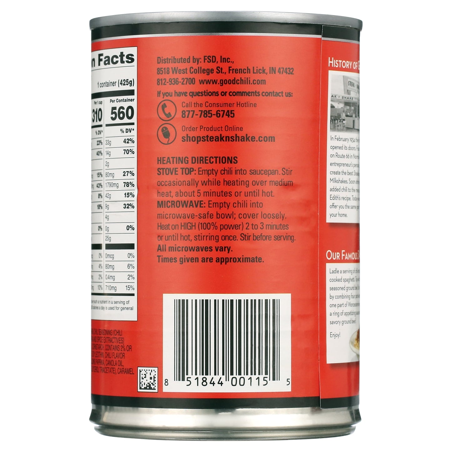 (4 pack) Pinnacle Foods Steak 'N Shake Chili With Beans, 15 Oz