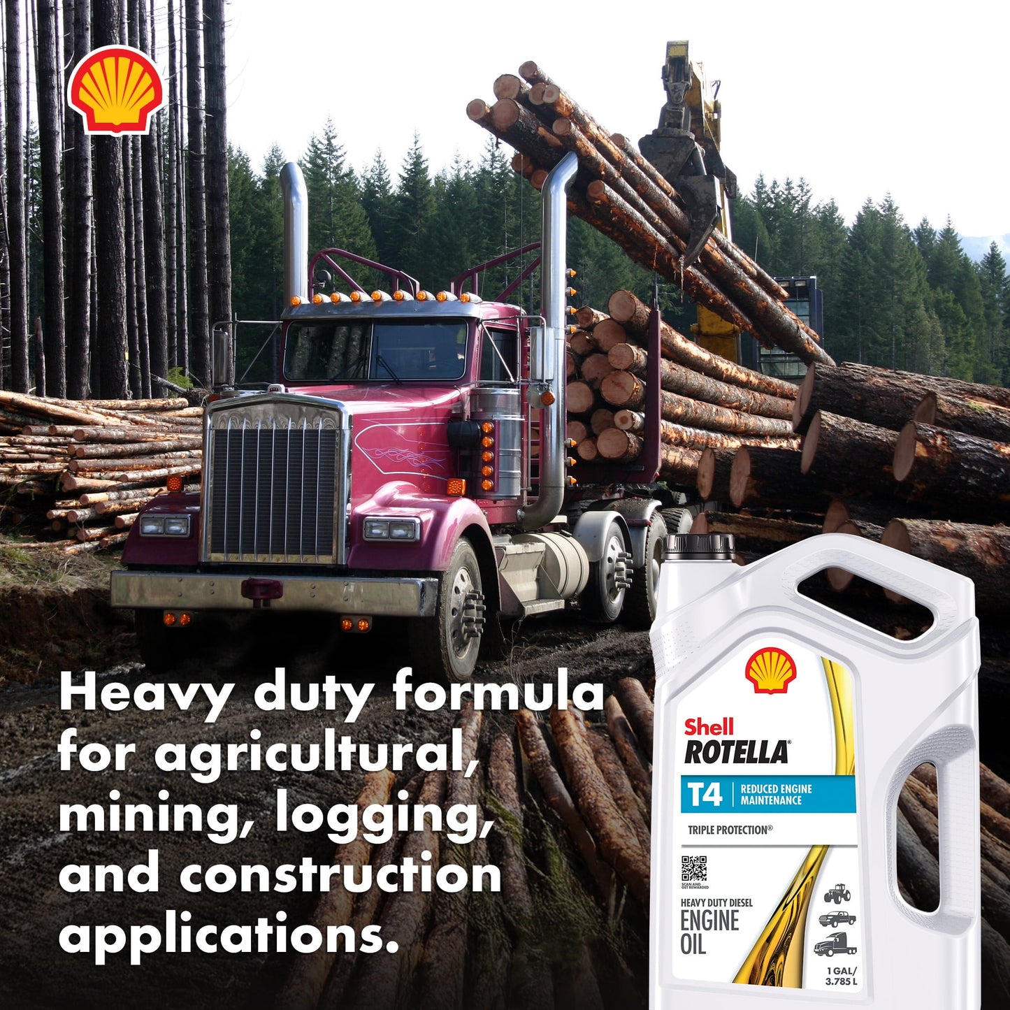 (3 pack) Shell Rotella T4 Triple Protection 15W-40 Diesel Engine Oil, 1 Gallon