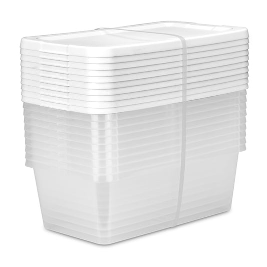 (2 pack) Sterilite Set of (10) 6 Quart Small Storage Bins, Clear Plastic Storage Containers with Snap-on Lids, White