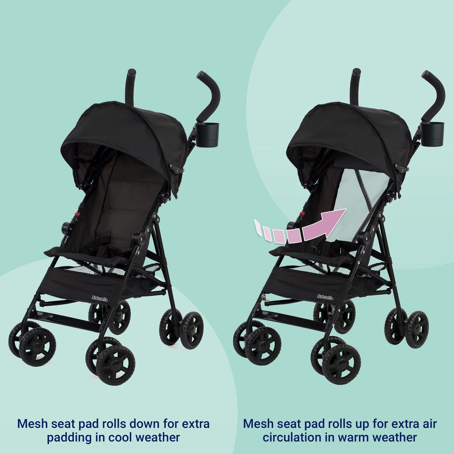 Kolcraft Cloud Umbrella Unisex 9.5 lb. Stroller, Black for Child/Toddler