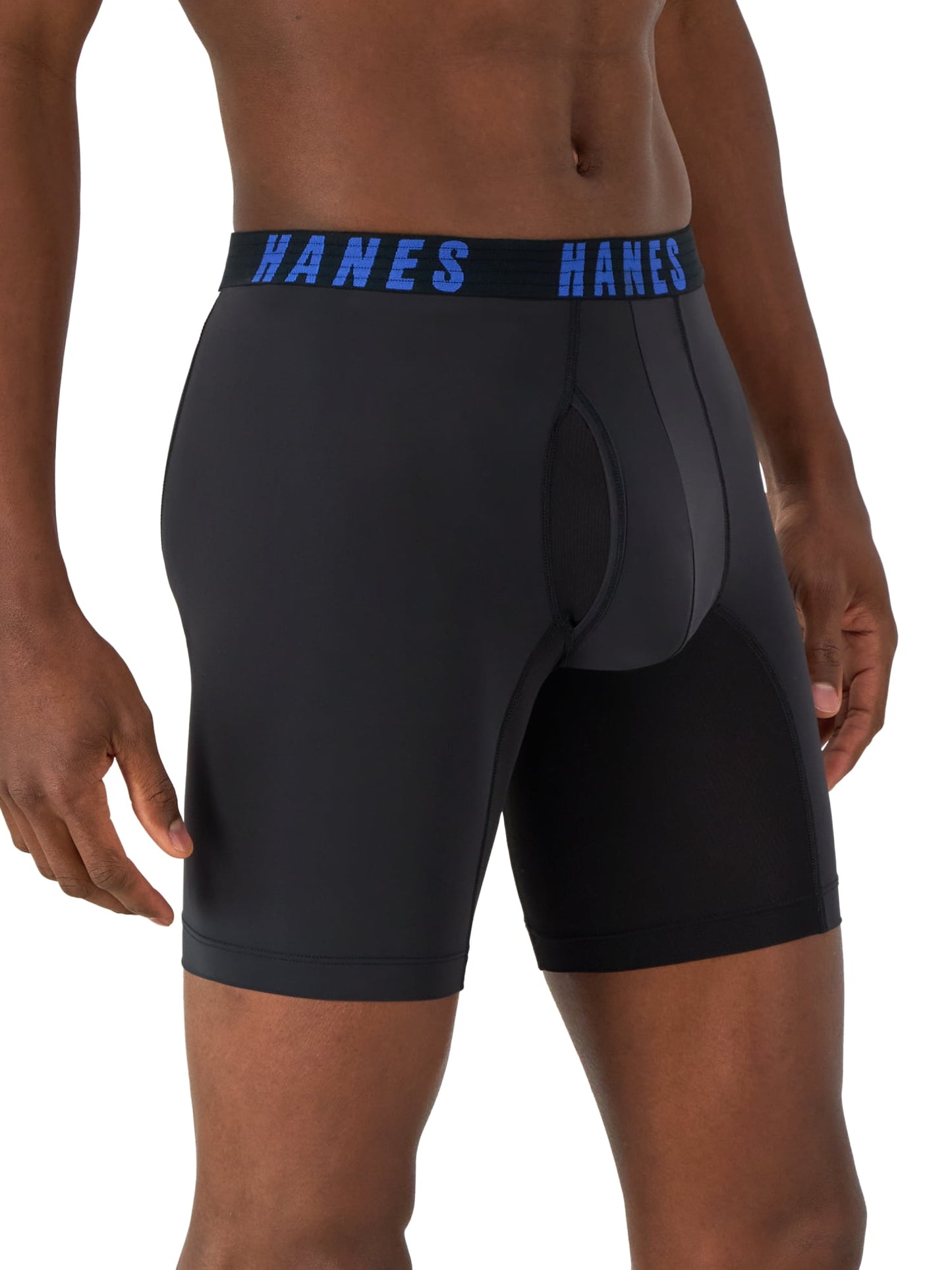 Hanes Moves Men’s Anti-Chafe Long Leg Boxer Brief, X-Temp, 3-Pack, 8" Inseam