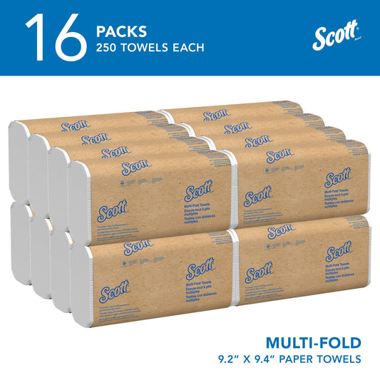 Scott® Professional Universal Multifold Paper Towels, Bulk (01840), Absorbency Pockets, Standard Tier, Compressed, White (16 Packs, 250 Sheets Each)