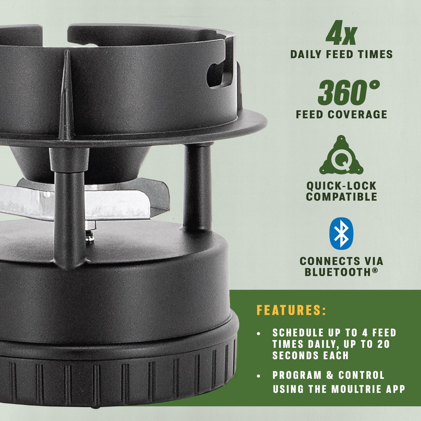 Moultrie All-In-One II Feeder Kit With Bluetooth Control and 360-Degree Feed Coverage