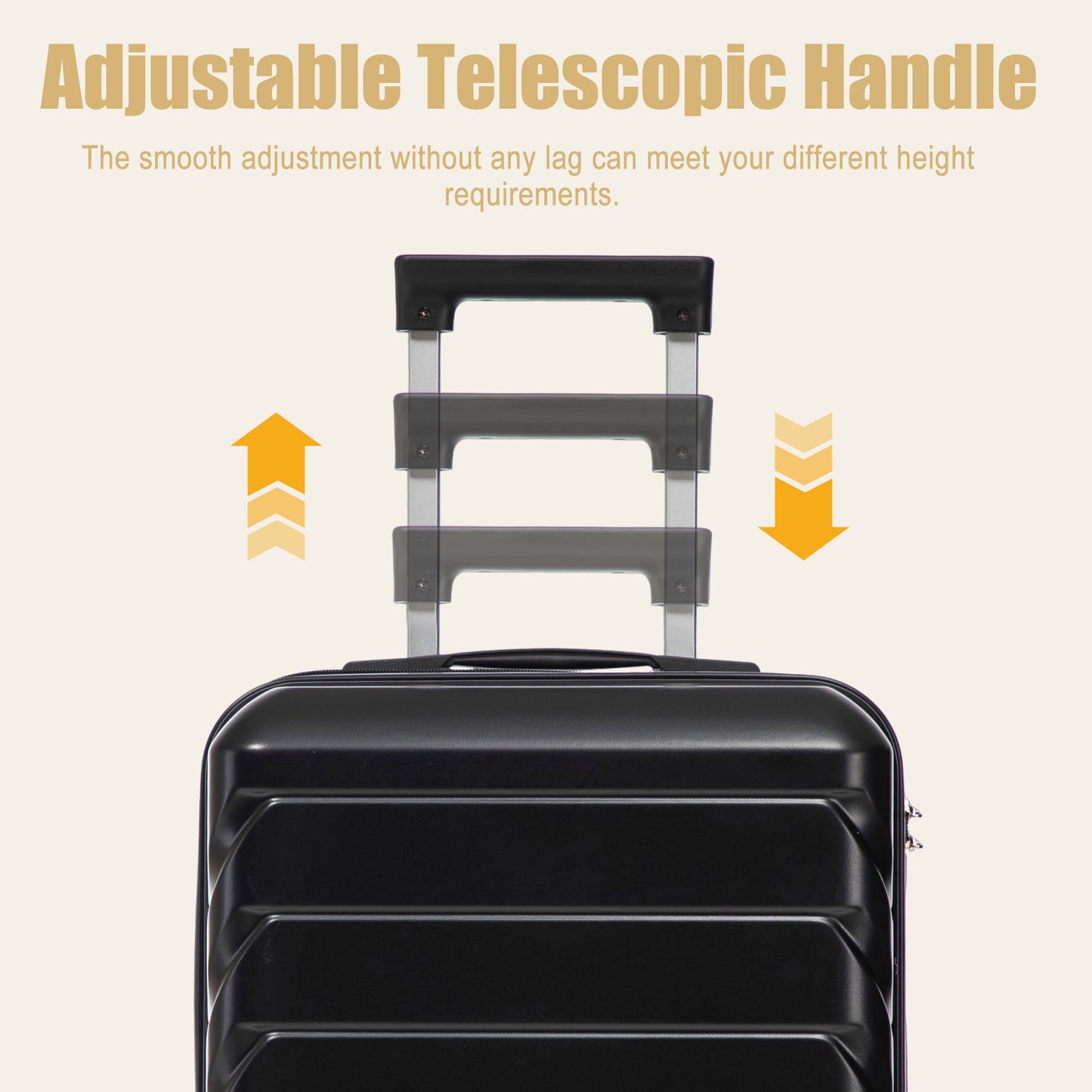 Leumius Hardside Carry on Luggage with Spinner Wheels, Hard Shell ABS Suitcase, 20-Inch Lightweight Expandable Rolling Luggage, Black