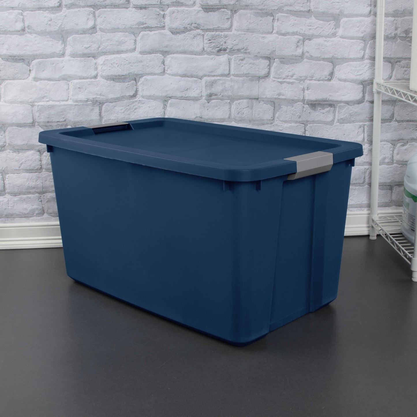 (2 pack) Sterilite 34 Gallon Extra-Large Storage Bin, Plastic Storage Container with Latch Lid, Blue