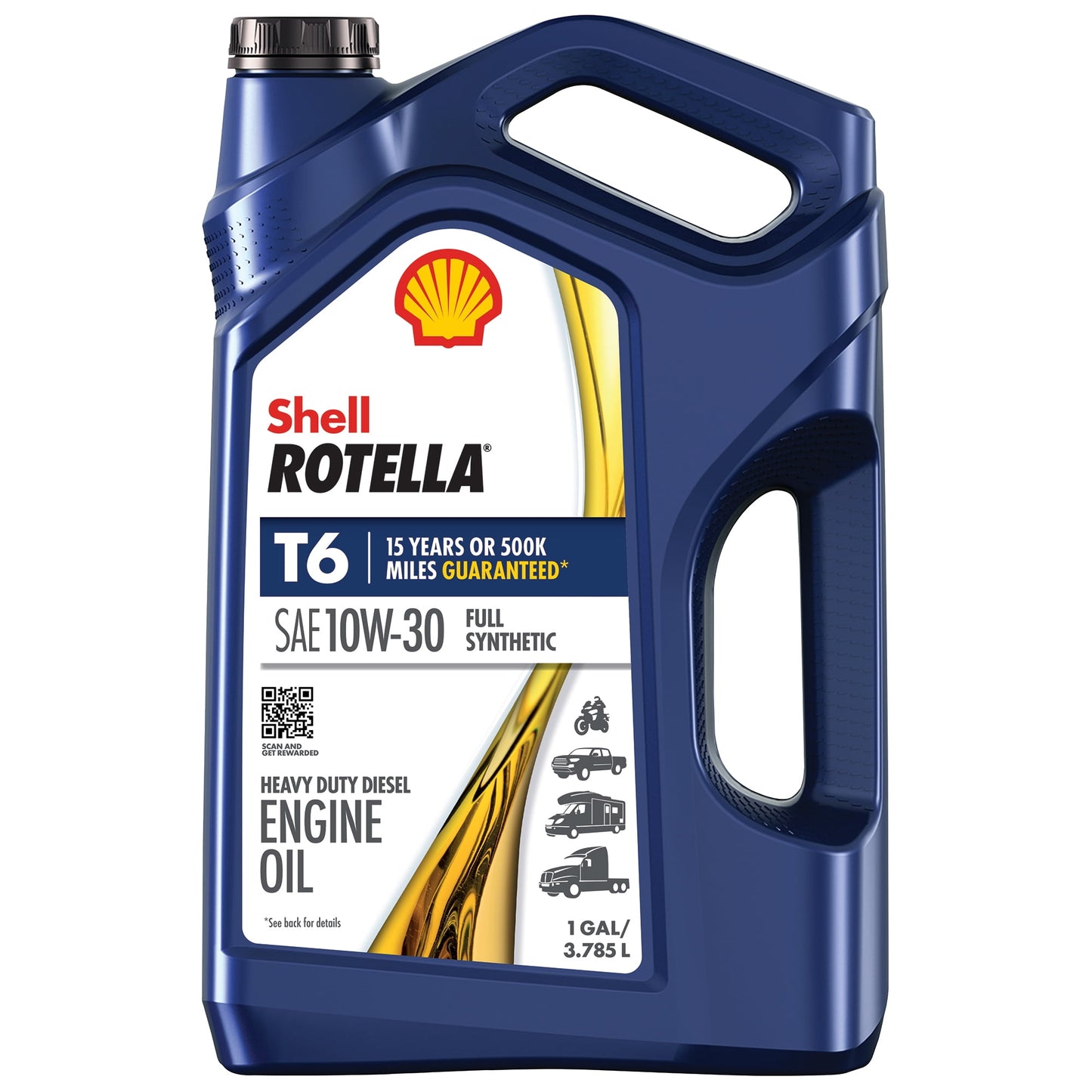 (3 pack) Shell Rotella T6 Full Synthetic 10W-30 Diesel Engine Oil, 1 Gallon