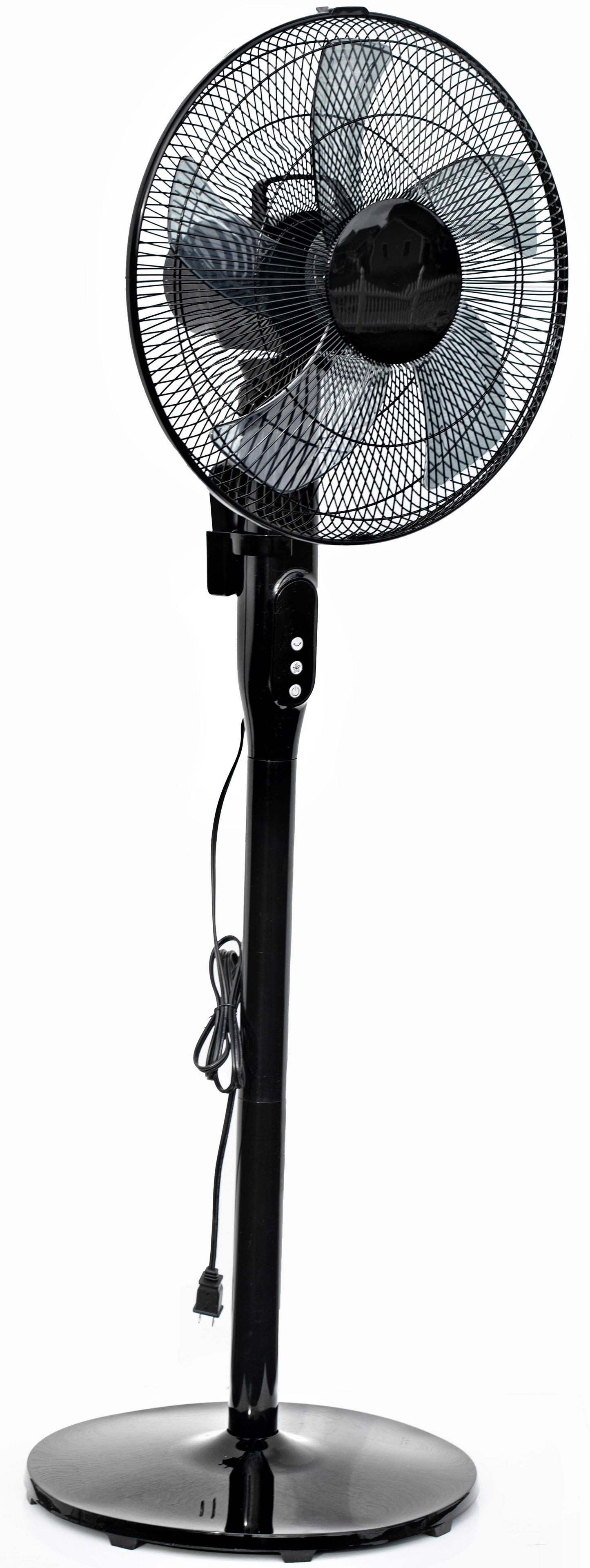 Pelonis 16" 12-Speed Adjustable Height Quiet Pedestal Fan with Digital Display & Remote Control, PSPF18AR40B, New, Black